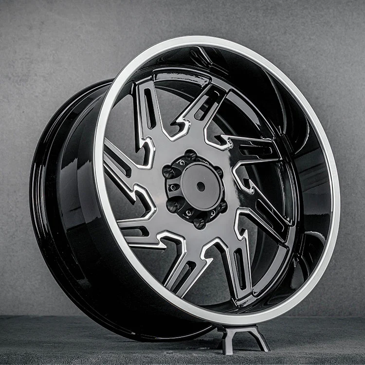 Roues forgées tout-terrain noir brillant avec lèvre polie